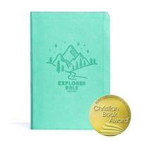 CSB Explorer Bible for Kids, Light Teal Mountains LeatherTouch, Indexed