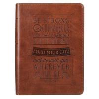 Christian Art Gifts Classic Handy-Sized Journal Be Strong and Courageous Joshua 1:9 Bible Verse Inspirational Scripture Notebook W/Ribbon, Faux Leather Flexcover 240 Ruled Pages, 5.7 X 7, Brown