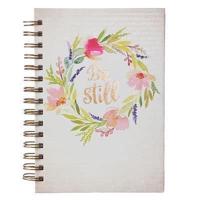 Christian Art Gifts Journal W/Scripture Be Still Watercolor Psalm 46:10 Bible Verse Floral 192 Ruled Pages, Large Hardcover Notebook, Wire Bound