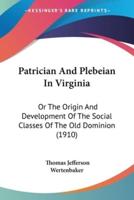 Patrician And Plebeian In Virginia