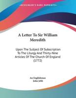 A Letter To Sir William Meredith