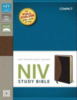 NIV Study Bible Compact Italian Duo-Tone Tan/Burgundy