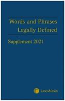 Words and Phrases Legally Defined. Supplement 2021