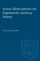 Some Observations on Eighteenth Century Poetry