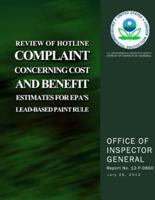 Review of Hotline Complaint Concerning Cost and Benefit Estimates for EPA's Lead-Based Paint Rule
