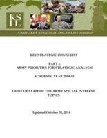Key Strategic Issues List - Chief of Staff of the Army Special Interest Topics [Academic Year 2014-15]