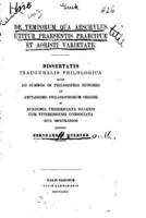 De Temporum Qua Aeschylus Utitur Praesentis Praecipue Et Aoristi Varietate