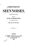 Chroniques Siennoises Traduites De L'italien