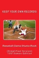 Baseball Game Stats Book