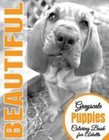 Beautiful Grayscale Puppies Adult Coloring Book