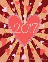2017 Red & Pink Open Hearts Beautiful Kind Love Monthly Planner