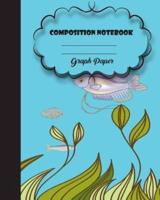 Graph Rued Composition Notebook 8" X 10",120 Pages, Fish Potter Style Seamless