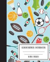 Sports Composition Notebook Wide Ruled Workbook for Journaling 8"X10," 60 Sheets