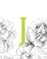 Beautiful Flower "J," Rose, Inspiration Notebook, Dream Journal Diary, Dot Grid