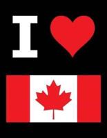 I Love Canada - 100 Page Blank Notebook - Unlined White Paper, Black Cover