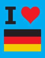 I Love Germany - 100 Page Blank Notebook - Unlined White Paper, Cyan Cover