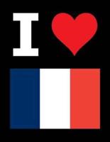 I Love France - 100 Page Blank Notebook - Unlined White Paper, Black Cover