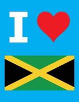 I Love Jamaica - 100 Page Blank Notebook - Unlined White Paper, Cyan Cover