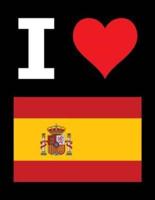 I Love Spain - 100 Page Blank Notebook - Unlined White Paper, Black Cover