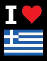 I Love Greece - 100 Page Blank Notebook - Unlined White Paper, Black Cover