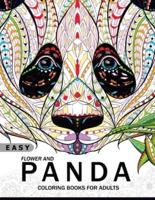 Easy Flower and Panda Coloring Book for Adults