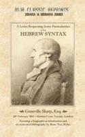 A Letter Respecting Some Particularities of the Hebrew Syntax