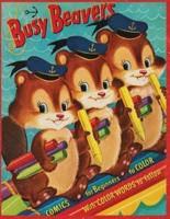 Busy Beavers: A Vintage Coloring Book with Comics for Beginners to Color with Color Words to Follow