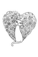 Color My Cover Cat Journal - Floral Heart Cat