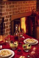 Food Journal Dinner Table Set Fireplace Background
