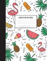 Pink Flamingo With Pineapple in Summer Them - Graph Paper Notebook