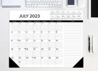 Black & White 22 X 17 Large Monthly Deskpad Calendar