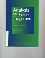 Analysis and Value Judgement
