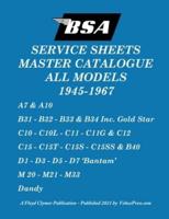 BSA 'SERVICE SHEETS' MASTER CATALOGUE FOR ALL MODELS 1945 TO 1967