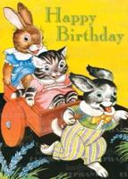 Rabbit, Cat & Dog - Birthday Greeting Card