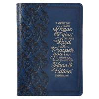 Christian Art Gifts Classic Journal I Know the Plans Jer. 29:11 Inspirational Scripture Notebook, Ribbon Marker, Blue Faux Leather Flexcover, 336 Ruled Pages