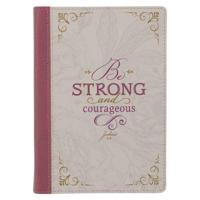 Christian Art Gifts Classic Journal Be Strong and Courageous Joshua 1:9 Bible Verse Inspirational Scripture Notebook for Women, Ribbon Marker, Debossed Plum Faux Leather Flexcover, 336 Ruled Pages, Zipper Closure