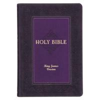 KJV Study Bible, Large Print King James Version Holy Bible, Thumb Tabs, Ribbons, Faux Leather Purple Two-Tone Debossed