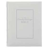 NLT Family Heritage Bible, Large Print Family Devotional Bible for Study, New Living Translation Holy Bible Faux Leather Hardcover, Additional Interactive Content, White