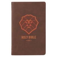 KJV Kids Bible, 40 Pages Full Color Study Helps, Presentation Page, Ribbon Marker, Holy Bible for Children Ages 8-12, Lion Emblem Faux Leather Flexible Cover