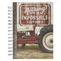Christian Art Gifts Red Journal W/Scripture Nothing Is Impossible Large Bible Verse Notebook, 192 Ruled Pages, Luke 1:37 Bible Verse