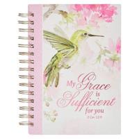 Christian Art Gifts Pink Journal W/Scripture My Grace Large Bible Verse Notebook, 192 Ruled Pages, 2 Cor. 12:9 Bible Verse