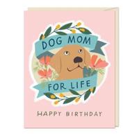 6-Pack Em & Friends Dog Mom for Life - Birthday Sticker Cards