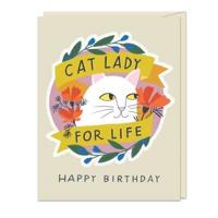 6-Pack Em & Friends Cat Lady for Life - Birthday Sticker Cards