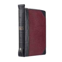 KJV Study Bible, Standard Print Faux Leather - Thumb Index, King James Version Holy Bible, Burgundy/Black, Zipper Closure