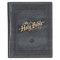 KJV Holy Bible, Large Print Note-Taking Bible, Faux Leather Hardcover - King James Version, Gray