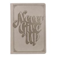 With Love Classic Journal Never Give Up Inspirational Notebook W/Ribbon Marker, Faux Leather Flexcover, 336 Lined Pages [Leather Bound] With Love