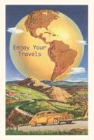Vintage Journal Globe With Americas Postcard