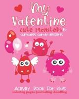 Valentine Activity Book Cute Monsters For Kids-Coloring Pages-Journaling-Doodling