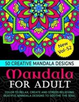 Mandala Book for Adult 50 Creative Designs ( New Vol - 52 )