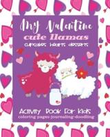 Valentine Activity Book Cute Llamas For Kids-Coloring Pages-Journaling-Doodling